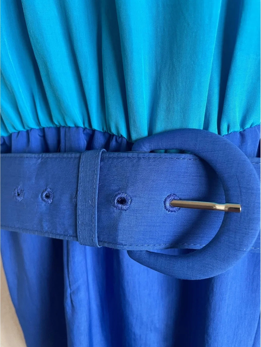 Leslie Fay vintage Two-Tone Blue Dress mod retro pMatching Blazer Belt Size 10